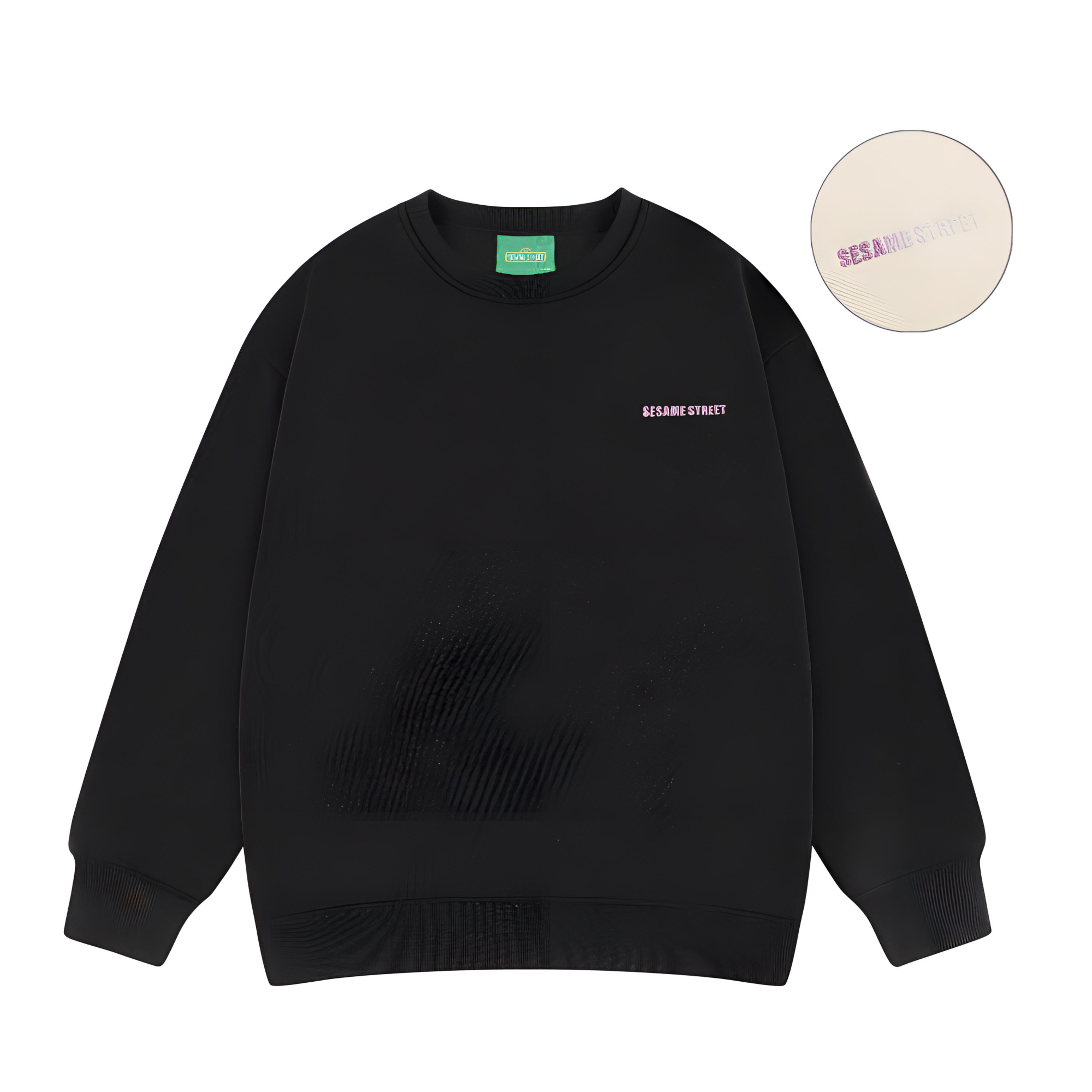 

Свитшот утепленный с флисовой подкладкой Unisex SESAME STREET, черный crew neck regular