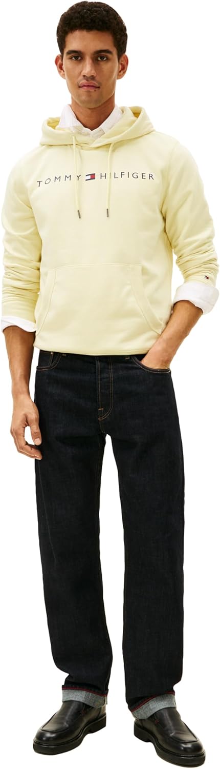 Мужская флисовая толстовка с капюшоном и логотипом Tommy Hilfiger с длинным рукавом, Wax Yellow — фото 3