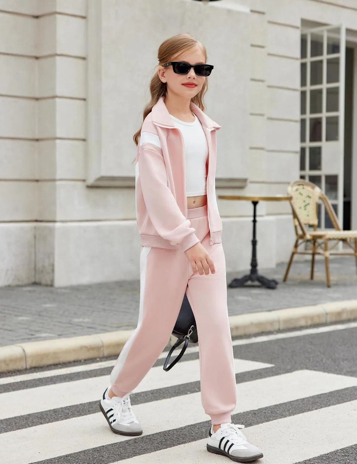 Детский спортивный костюм с контрастными полосками Zaclotre, 2 предмета, Light Pink — фото 3