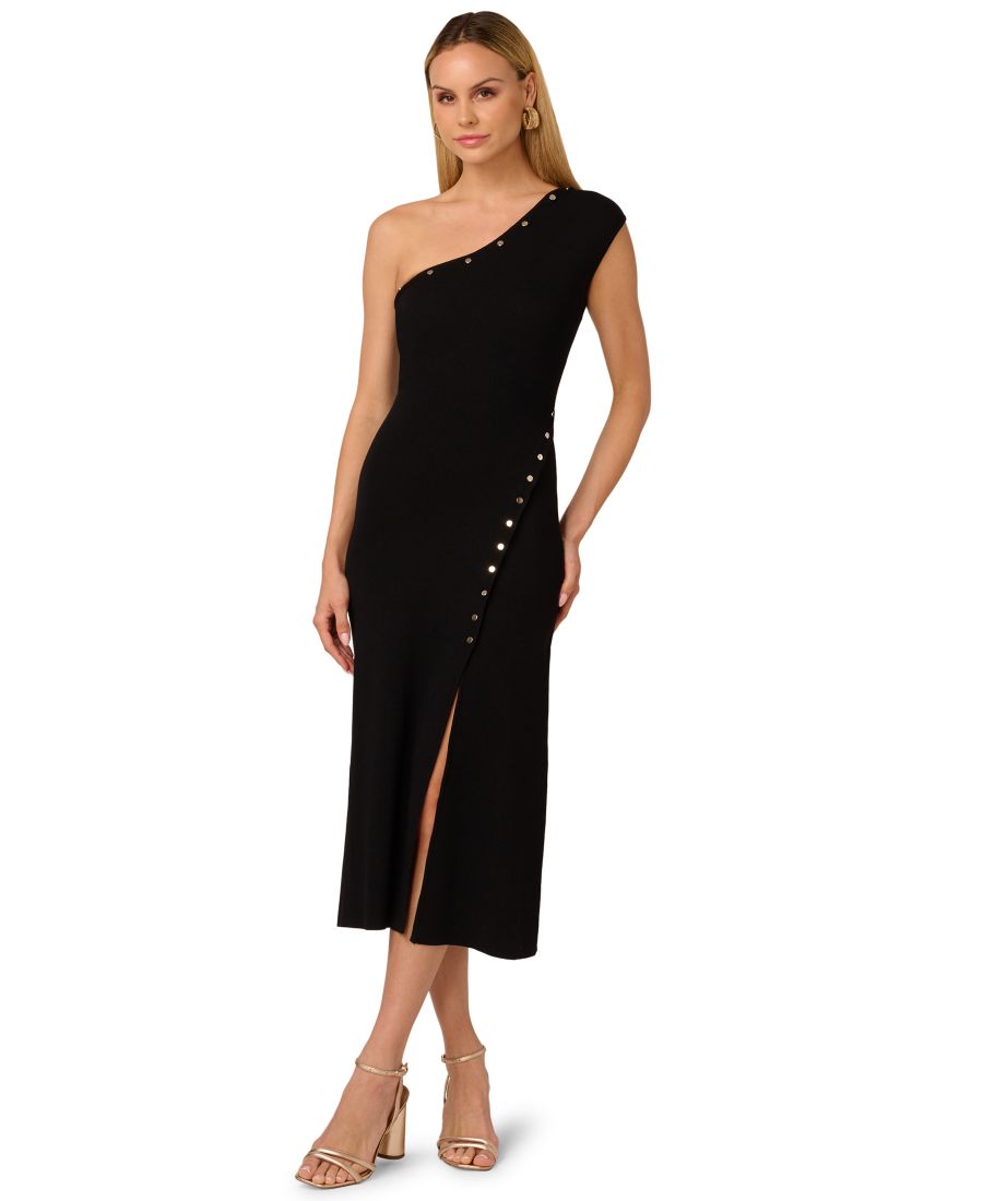 

Женское трикотажное платье на одно плечо Adrianna, Black