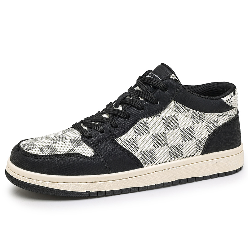 

TONYBEAR Антискользящие износостойкие мидтоп скейтборд кроссовки мужские - черно-белые, цвет Black White