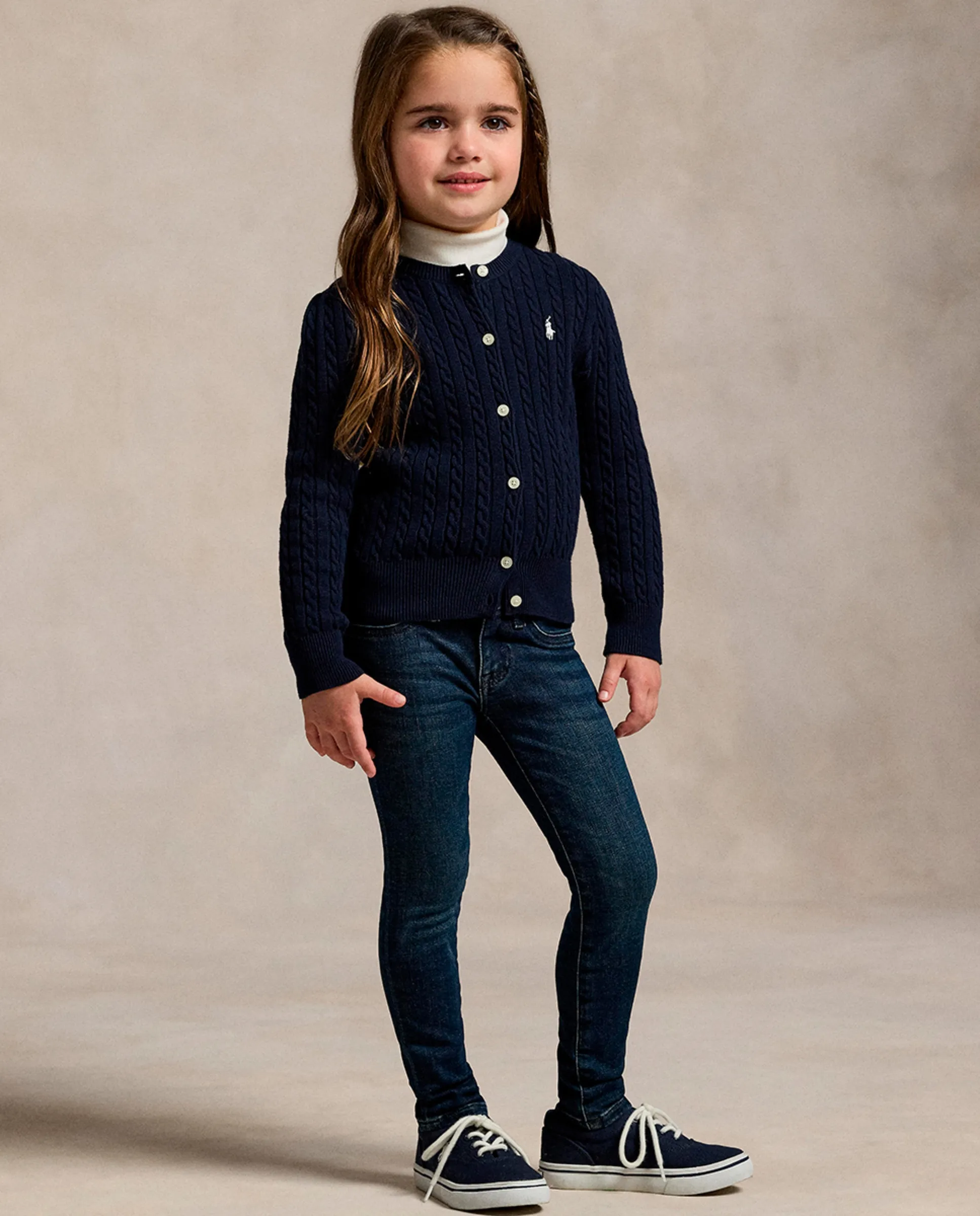 Детский кардиган из хлопка с узором "восьмерки" Polo Ralph Lauren, темно-синий — фото 3