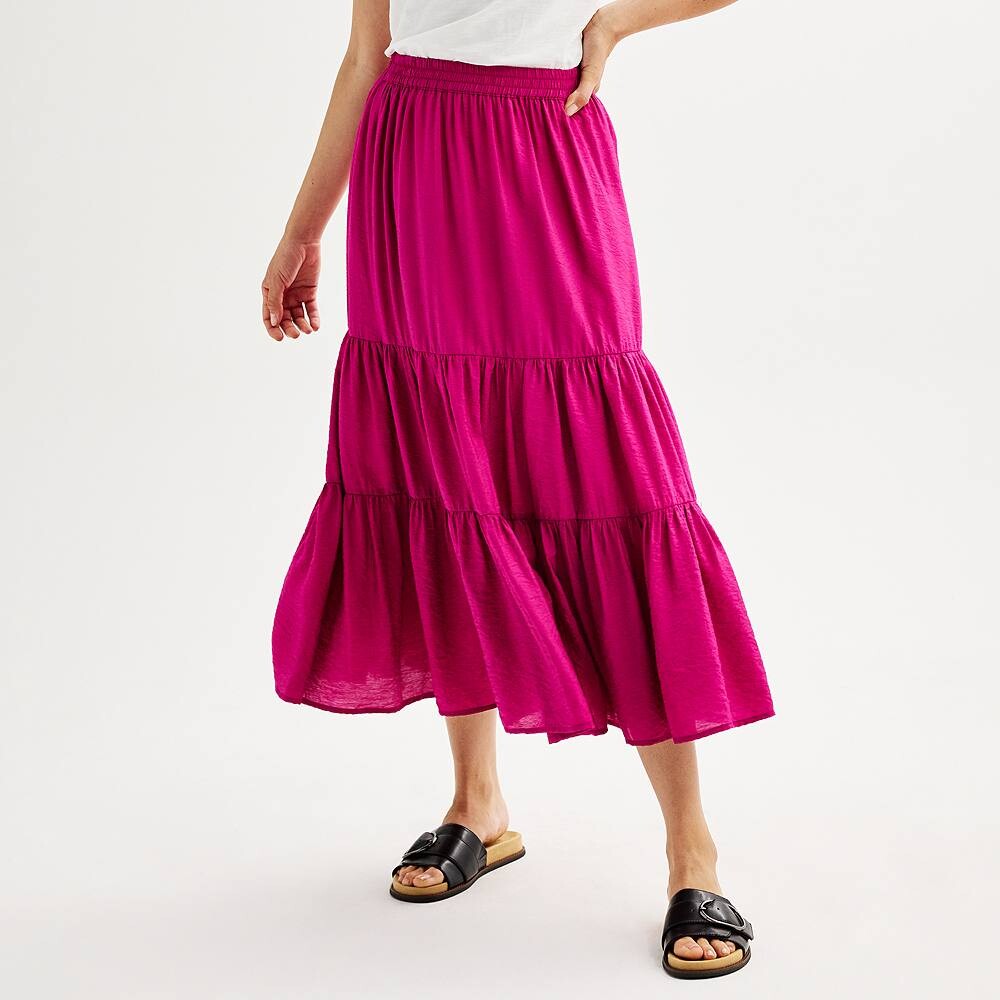 

Женская многоярусная юбка миди Sonoma Goods For Life, цвет Magenta Garden
