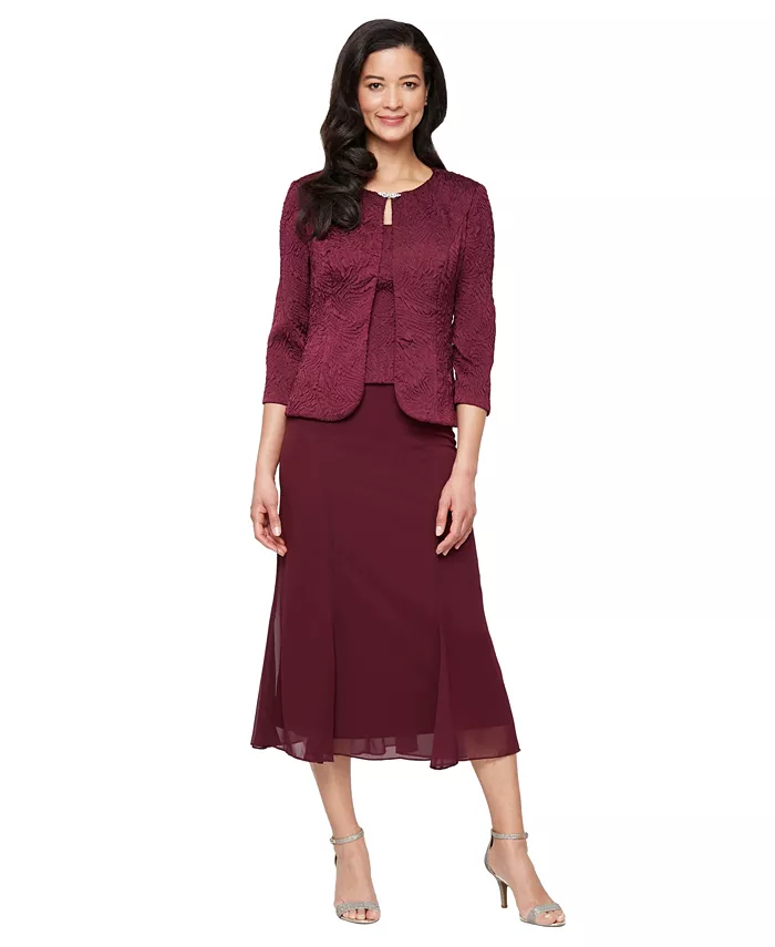 

Женское платье-куртка жаккард с вырезом лодочкой Alex Evenings, красный