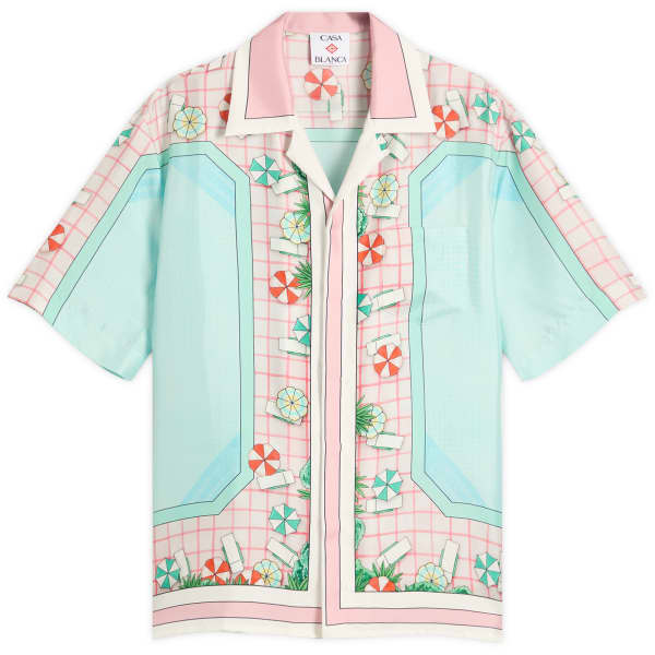 

Шелковая рубашка с короткими рукавами и кубинским воротником Casablanca, белый