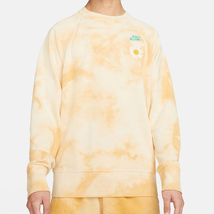 Худи Men's Nike Sportswear Tie Dye Embroidered Daisy Round Neck Gold DM5011-777 — фото 4