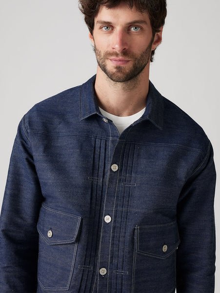 Винтажная одежда LEVI'S 1879, органическая жесткая плиссированная рубашка Levi'S, Medium Indigo - Worn In — фото 2