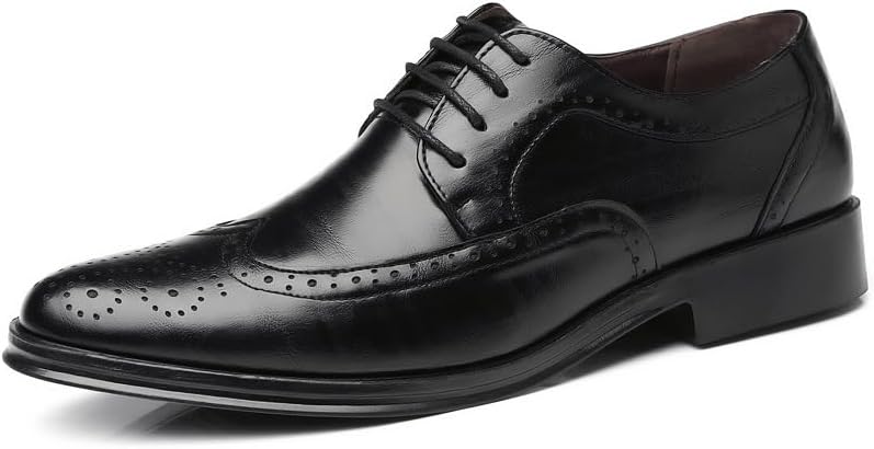 Мужские классические кожаные туфли с шнуровкой Oxfords, модные, нескользящие, для работы, дышащие, деловые и повседневные Cubicbee, черный — фото 3