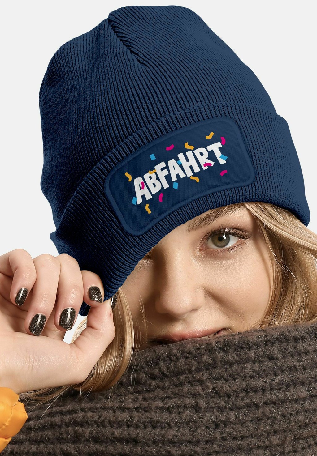 

Шапка MIT PATCH SPRUCH AUFDRUCK LUSTIG MoonWorks, темно-синий