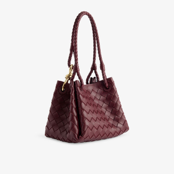 Маленькая сумка через плечо Bottega Veneta кожаная, бордовый — фото 4
