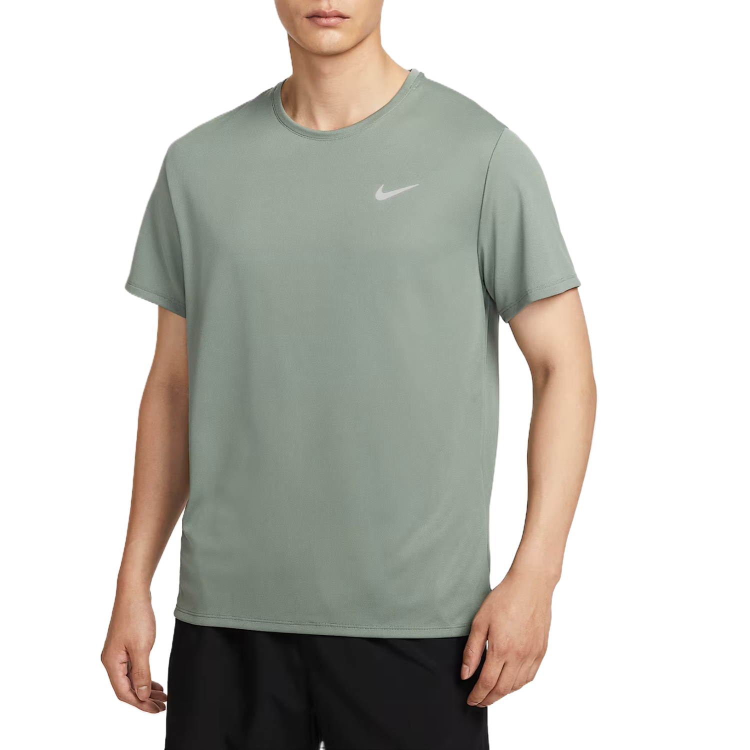 Мужская футболка для бега Miler Dri FIT Uv с короткими рукавами Nike, зеленый — фото 2