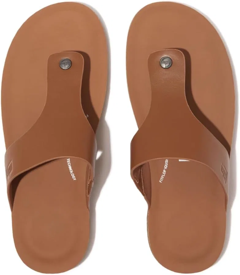 Мужские кожаные сандалии Fitflop Iqushion с перемычкой между пальцами, Light Brown — фото 3