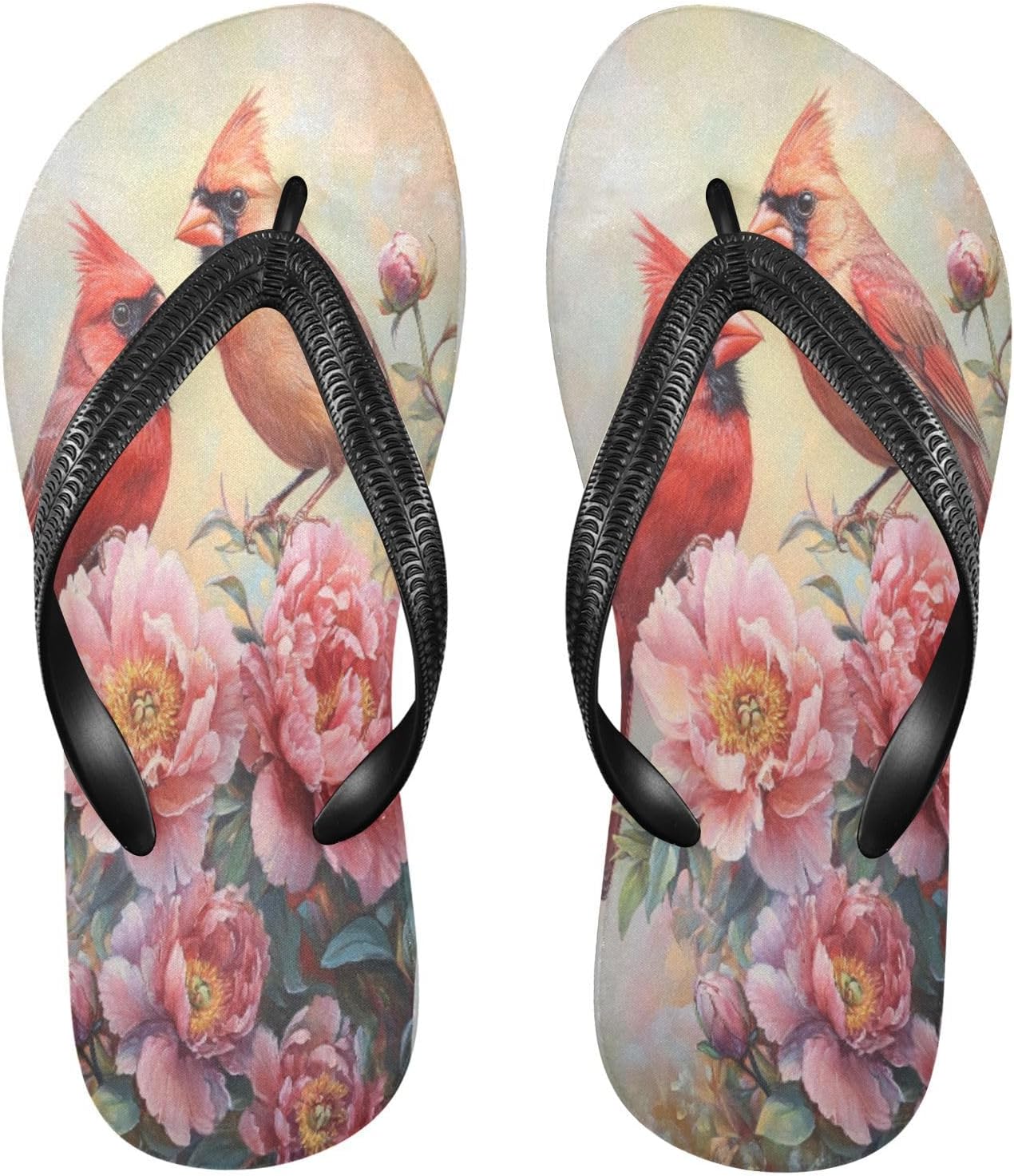 

Вьетнамки Blossom Birds красные пляжные сандалии с резиновой подошвой, нескользящие летние тапочки для прогулок, для мужчин и женщин Sinestour