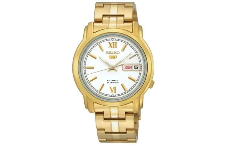 

SEIKO Мужские часы с автоматическим механическим механизмом, стальной браслет, белый циферблат