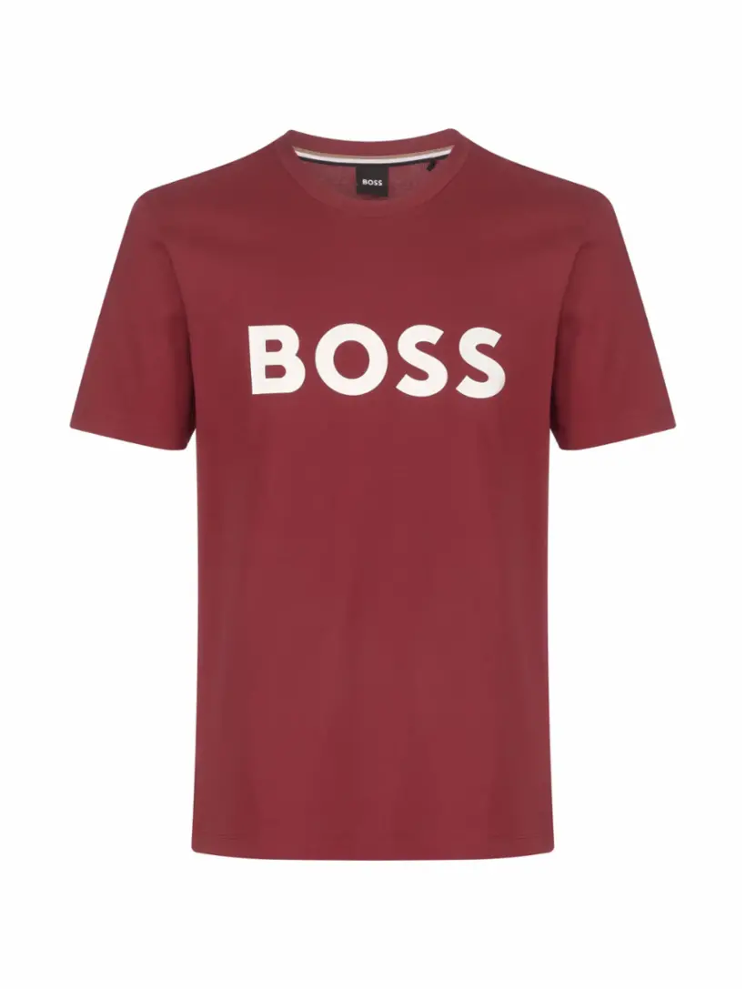 

Хлопковая футболка с логотипом BOSS, бордовый