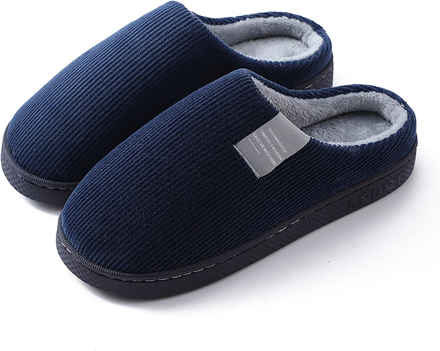

VEAGINS Женские и мужские мягкие плюшевые тапочки, зимние теплые домашние тапочки без шнурков, противоскользящие, для дома и улицы, синий