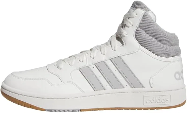 Мужские баскетбольные кроссовки Adidas Hoops 3.0 Mid Lifestyle в классическом винтажном стиле, Core White Grey Two Gum