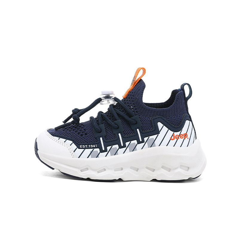 Детские кроссовки Mid top для улицы с тканевой подошвой, устойчивой к скольжению и истиранию, дышащие, с легкой амортизацией Jeep, темно-синий оранжевый