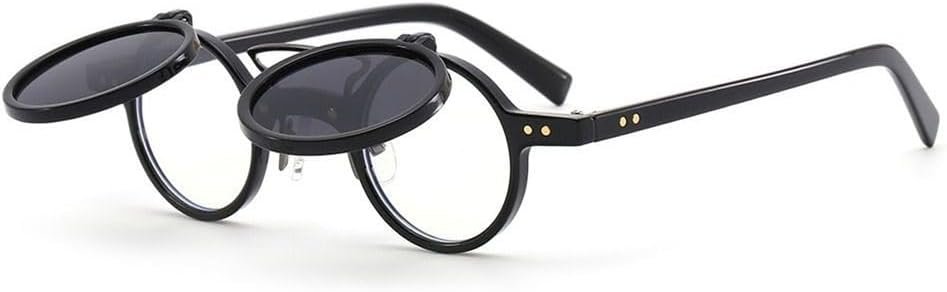 

Популярные двухслойные ретро-солнцезащитные очки с заклепками, маленькие круглые солнцезащитные очки в стиле стимпанк, откидные солнцезащитные очки, панк-очки с откидными линзами KTUCN, 1