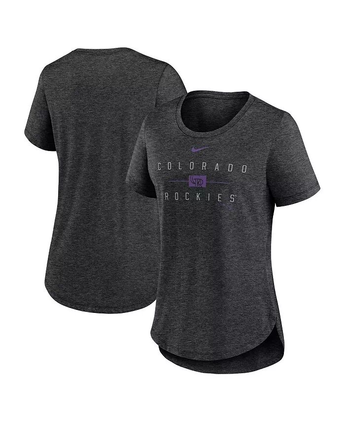 

Женская футболка Heather Black Colorado Rockies Knockout Team Stack Tri-Blend Nike