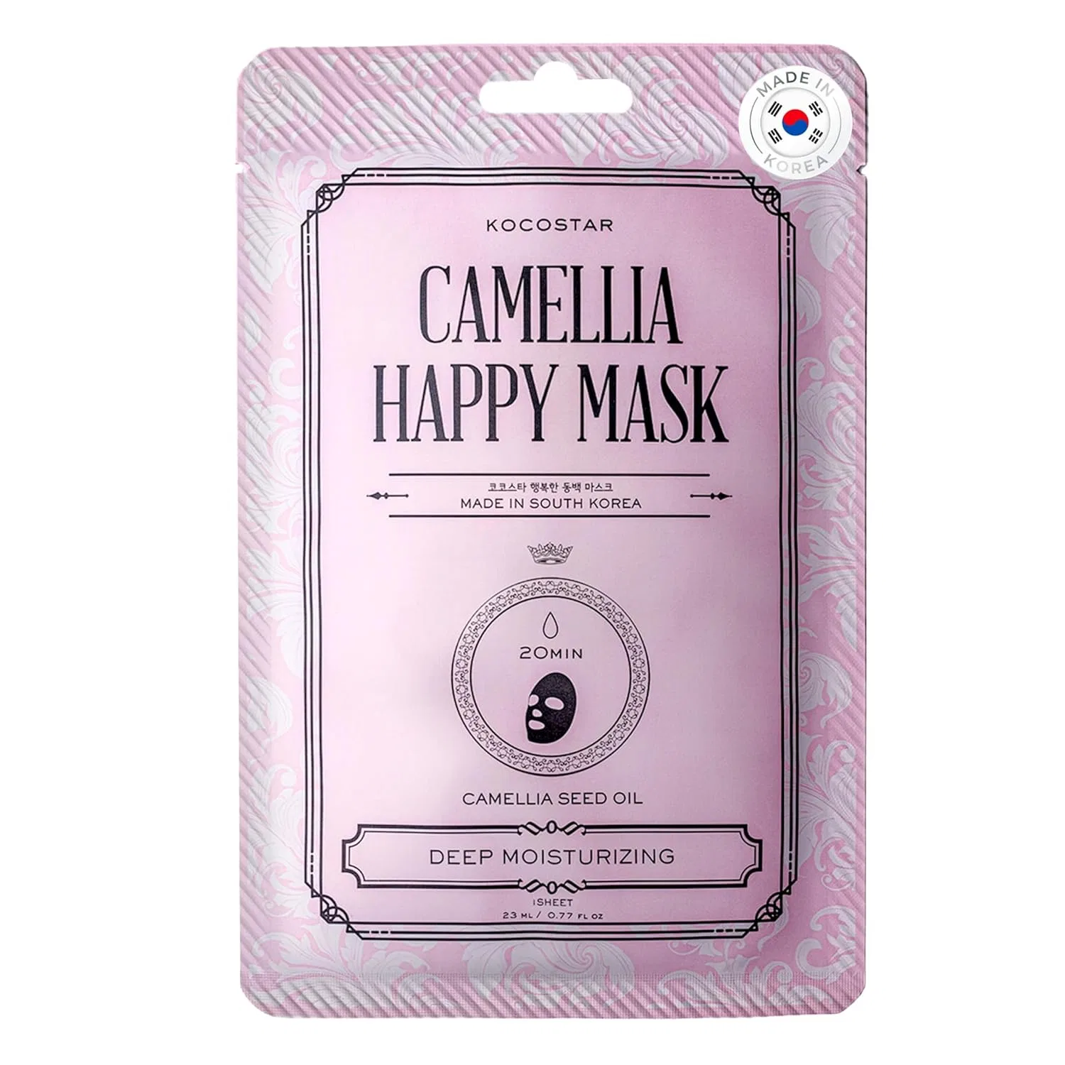 Тканевая маска Kocostar — Увлажняющая для лица с маслом красной камелии «Camellia Happy Mask»