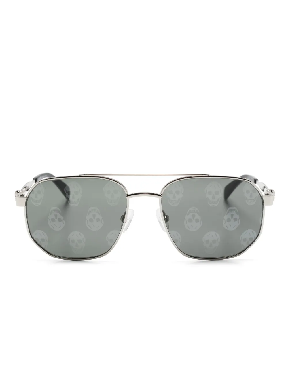 

Солнцезащитные очки-пилоты с принтом Alexander McQueen Eyewear, серебяный