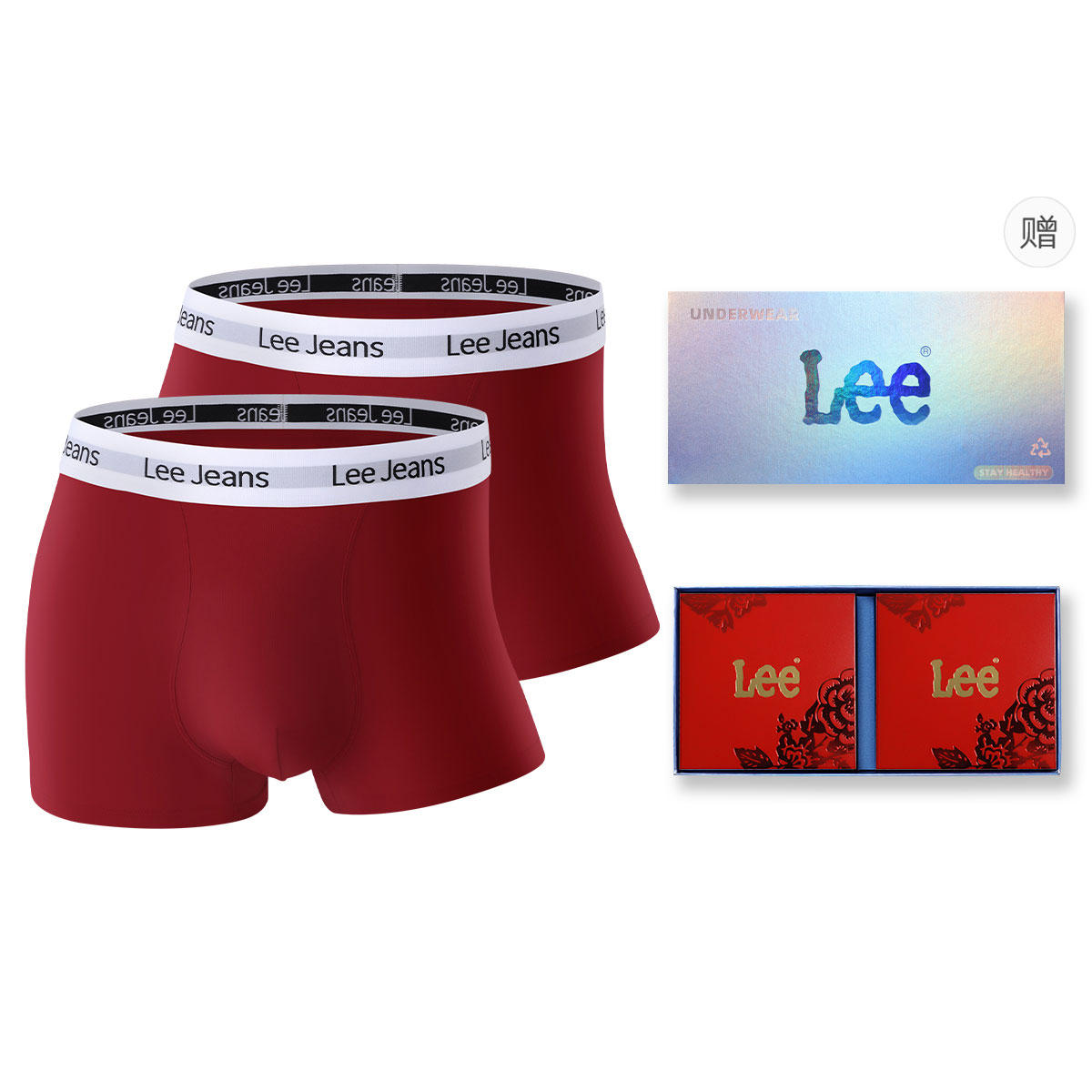 

Комплект мужских трусов подарочный набор Lee, box 2 pack (красный+красный)