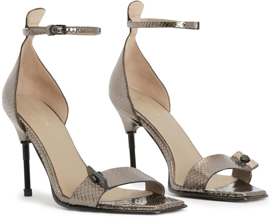 

Туфли AllSaints Betty Snake Sandal, цвет Gunmetal Grey