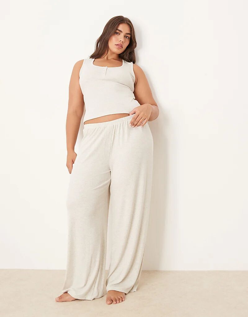 

Пижамные брюки в рубчик ASOS DESIGN Curve, бежевого цвета, с возможностью комбинирования Asos Curve