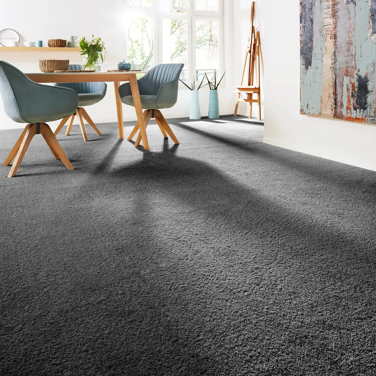 

Ковер Andiamo "Мягкость", прямоугольный, однотонный, ширина 400 см, особо мягкий, гостиная, спальня 400х450 см, цвет anthrazit