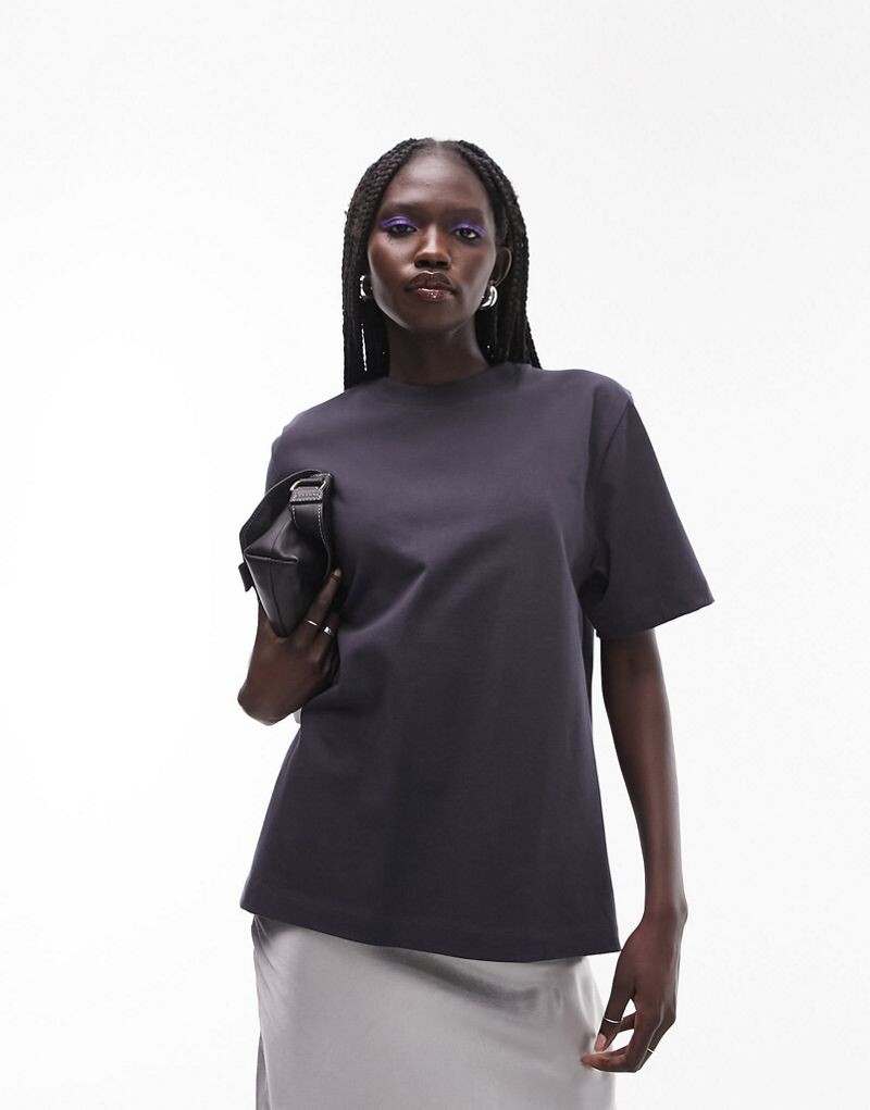 

Сланцевая базовая футболка Topshop с короткими рукавами премиум-класса