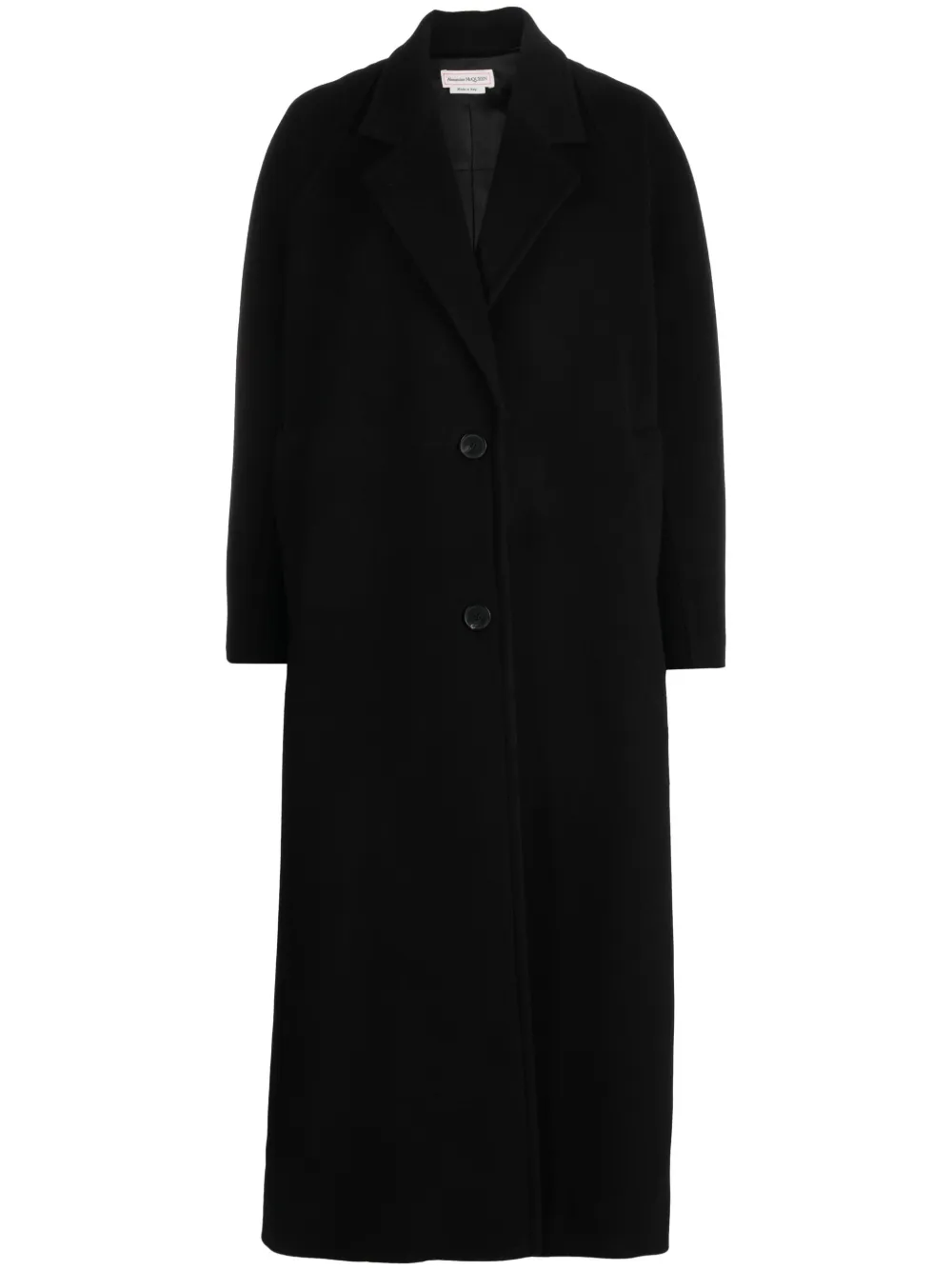 

Однобортное пальто из смесовой шерсти Alexander McQueen, черный