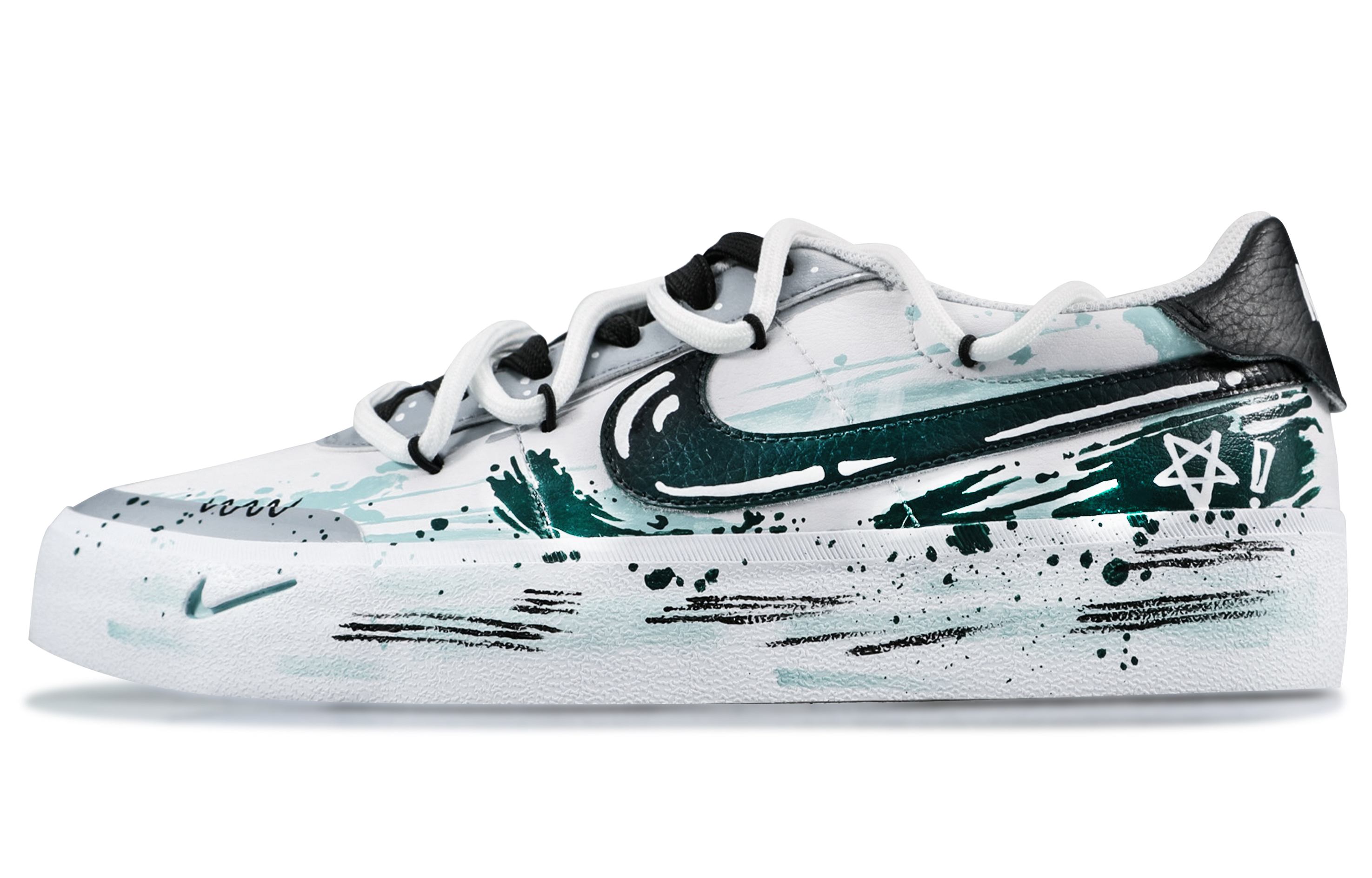 

Nike Кроссовки для скейтбординга Court Shot Vast Stars, износостойкие, низкие, мужские, белые, зеленые