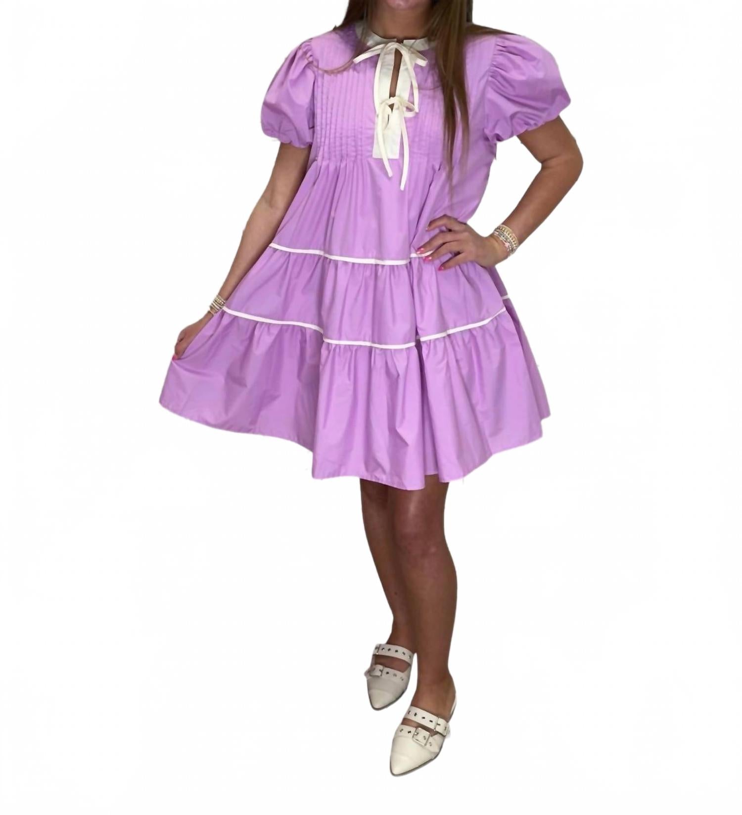 

Женское плиссированное платье-пузырь в сиреневом Entro