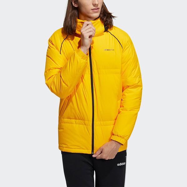 Пуховик adidas neo M Cb Down Casual Stay Warm Sports hooded down Jacket Yellow, желтый — фото 2
