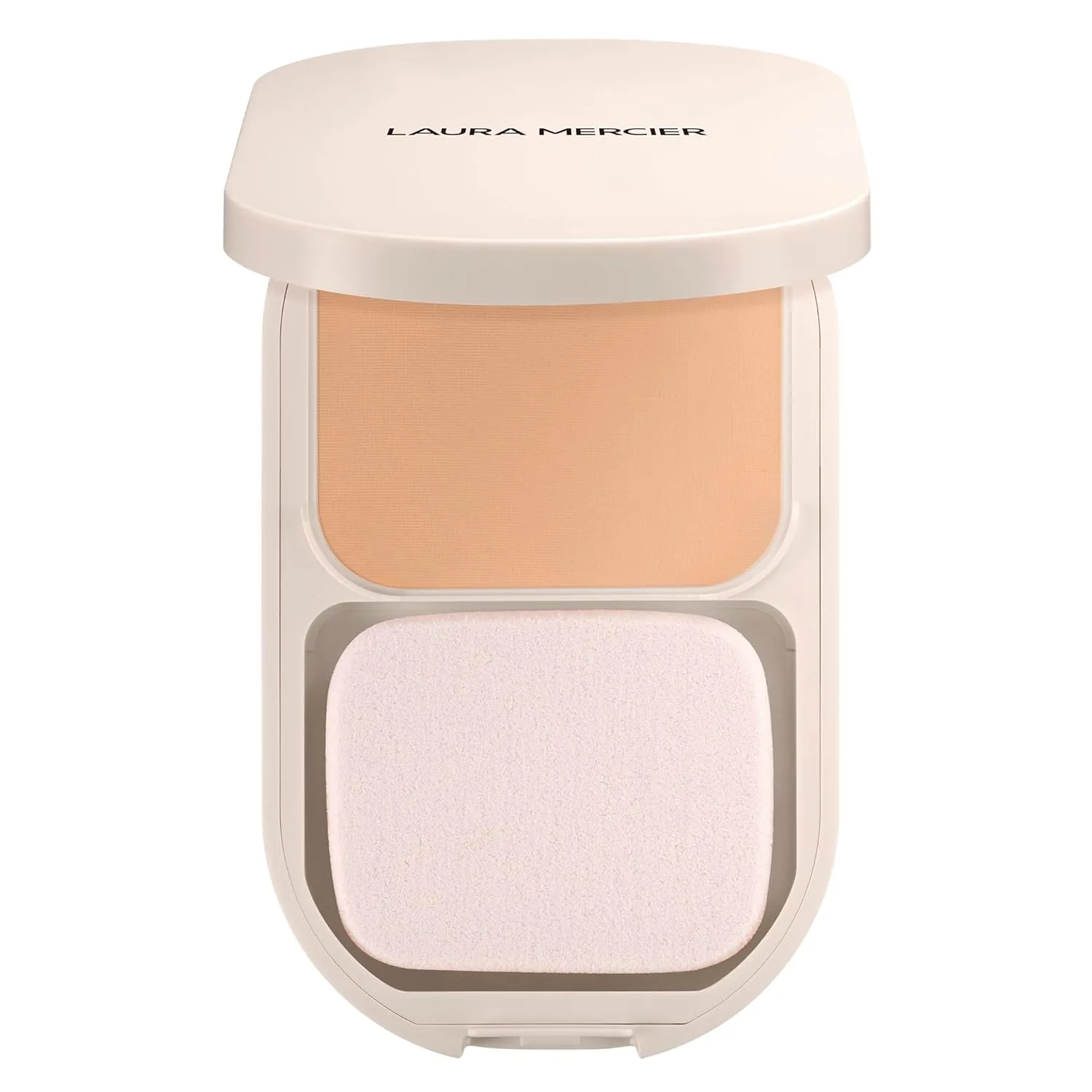 Laura Mercier Real Flawless Feather Matte Powder Foundation, полупрозрачное и среднее покрытие, 16 часов стойкости, контроль увлажнения и блеска, компактная пудра, с гиалуроновой кислотой, 2W Crème Caramel - Light with warm undertones