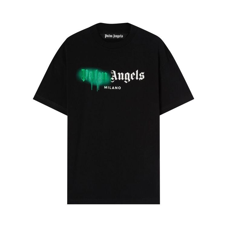 

Футболка Palm Angels Milano Sprayed T-Shirt Black/Green, черный