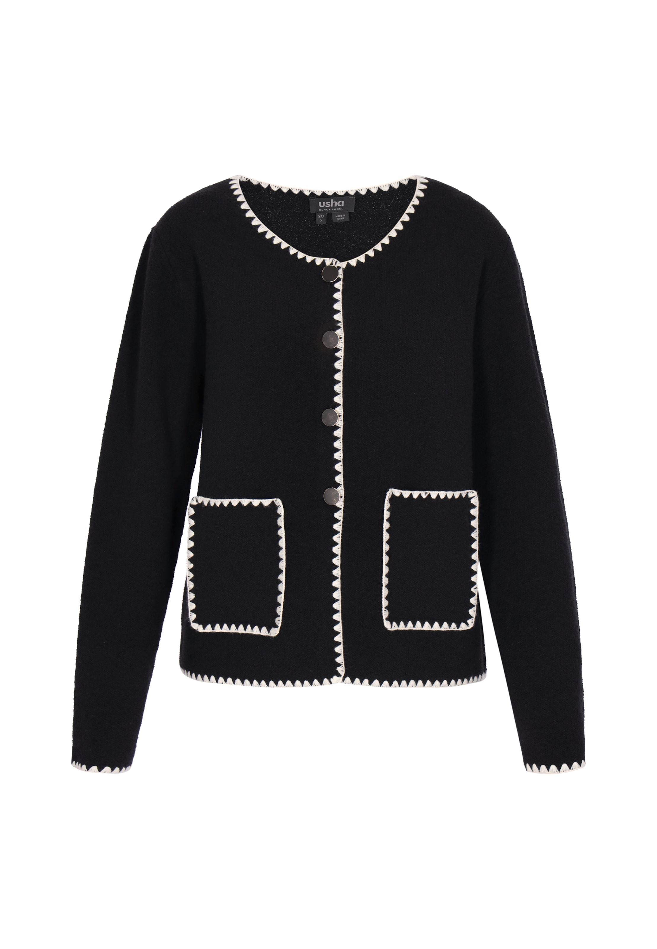 

Usha BLACK LABEL Вязаный кардиган 'Classic' в черном цвете