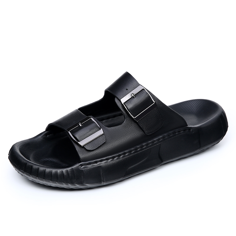 

Резиновые износостойкие тапочки-слайды мужские KACHILANG, Black