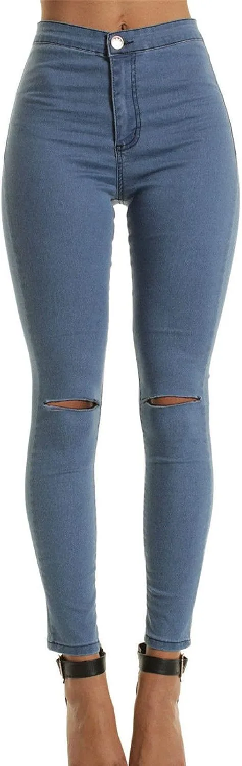 

Женские джинсы с высокой талией и потертостями Maiyifu-GJ