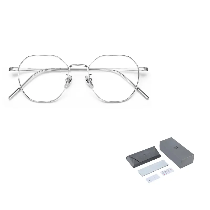 

Wood Premium Очки в титановой оправе нестандартной формы унисекс, Silver+Plano