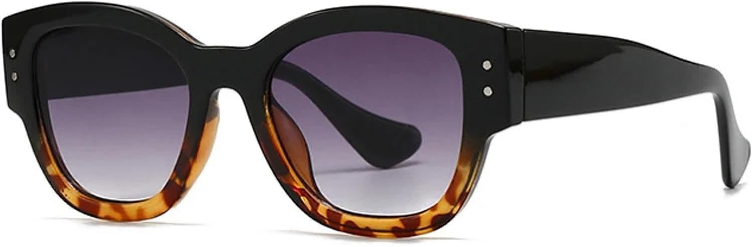 

Ретро солнцезащитные очки для женщин, модные, с заклепками, градиентные, с защитой от УФ-излучения UV400; мужские солнцезащитные очки в стиле панк TVTBBVV, Black Leopard Grey