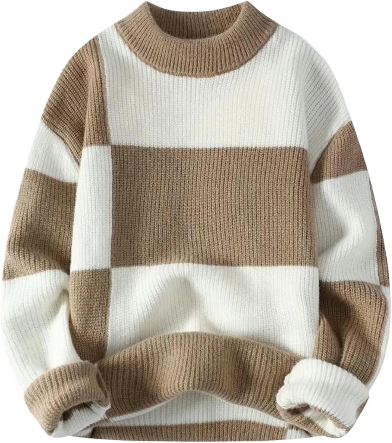 

Мужской зимний свитер в гонконгском стиле с цветными блоками FOLKFOLD