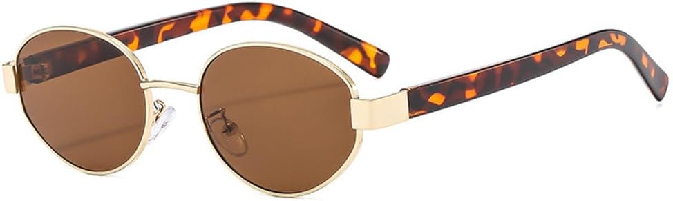 

Ретро металлические овальные солнцезащитные очки для женщин, модные, с прозрачными линзами цвета океана, защита от УФ-излучения UV400, модные панк-солнцезащитные очки для мужчин TYUVIVO, Golden Tea