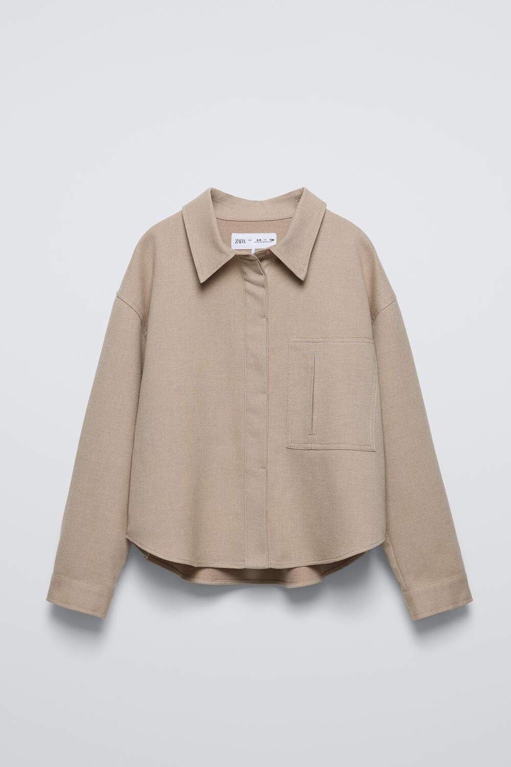 

Рубашка с карманом ZARA, бежевый