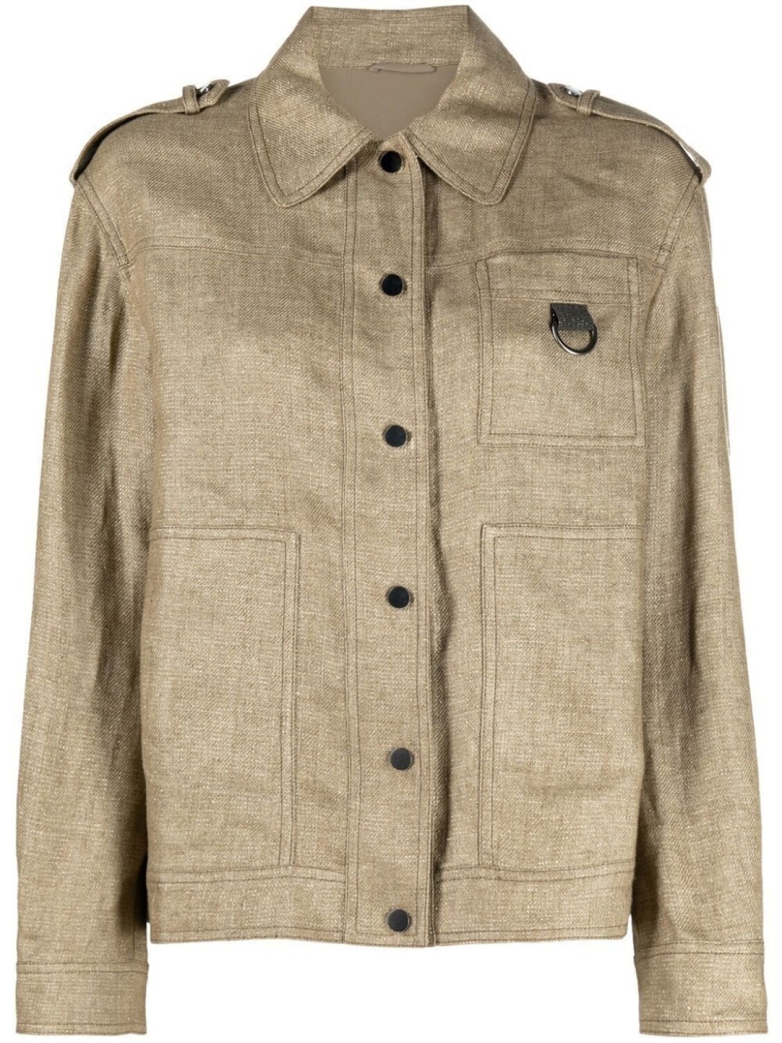 

Brunello Cucinelli куртка-рубашка из смесового льна, нейтральный цвет