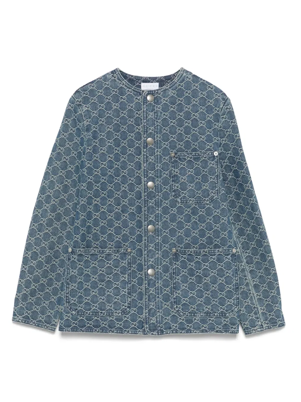 Жаккардовая джинсовая куртка Gucci Kids, синий