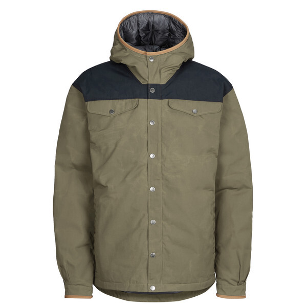 

Пуховик Fjällräven, цвет Green-Dark Grey