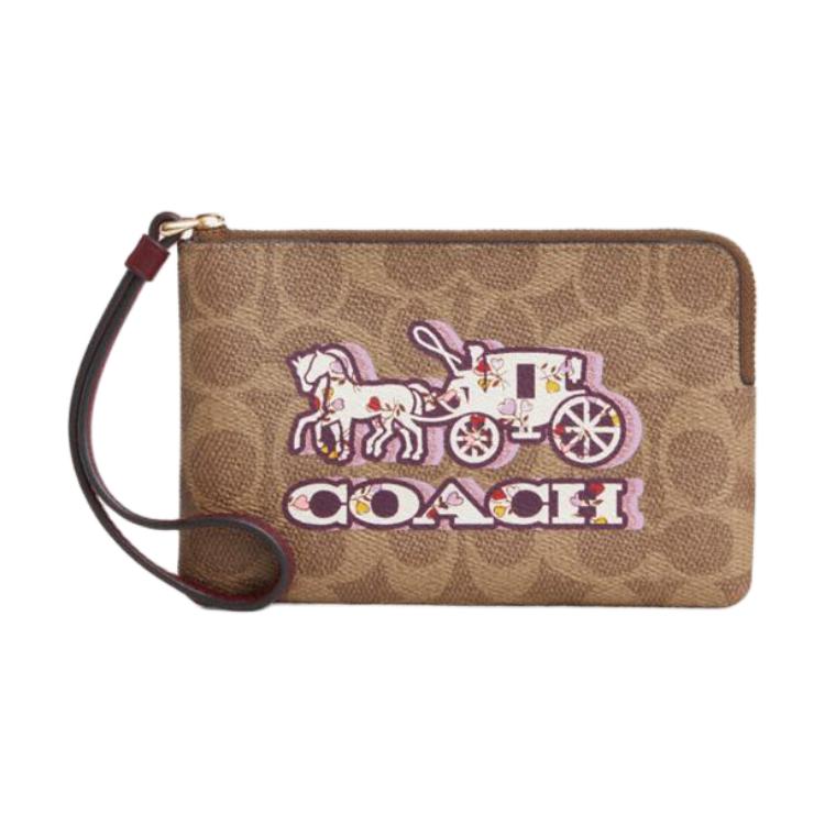 

COACH Маленькая женская клатч из лакированного полотна коричневый