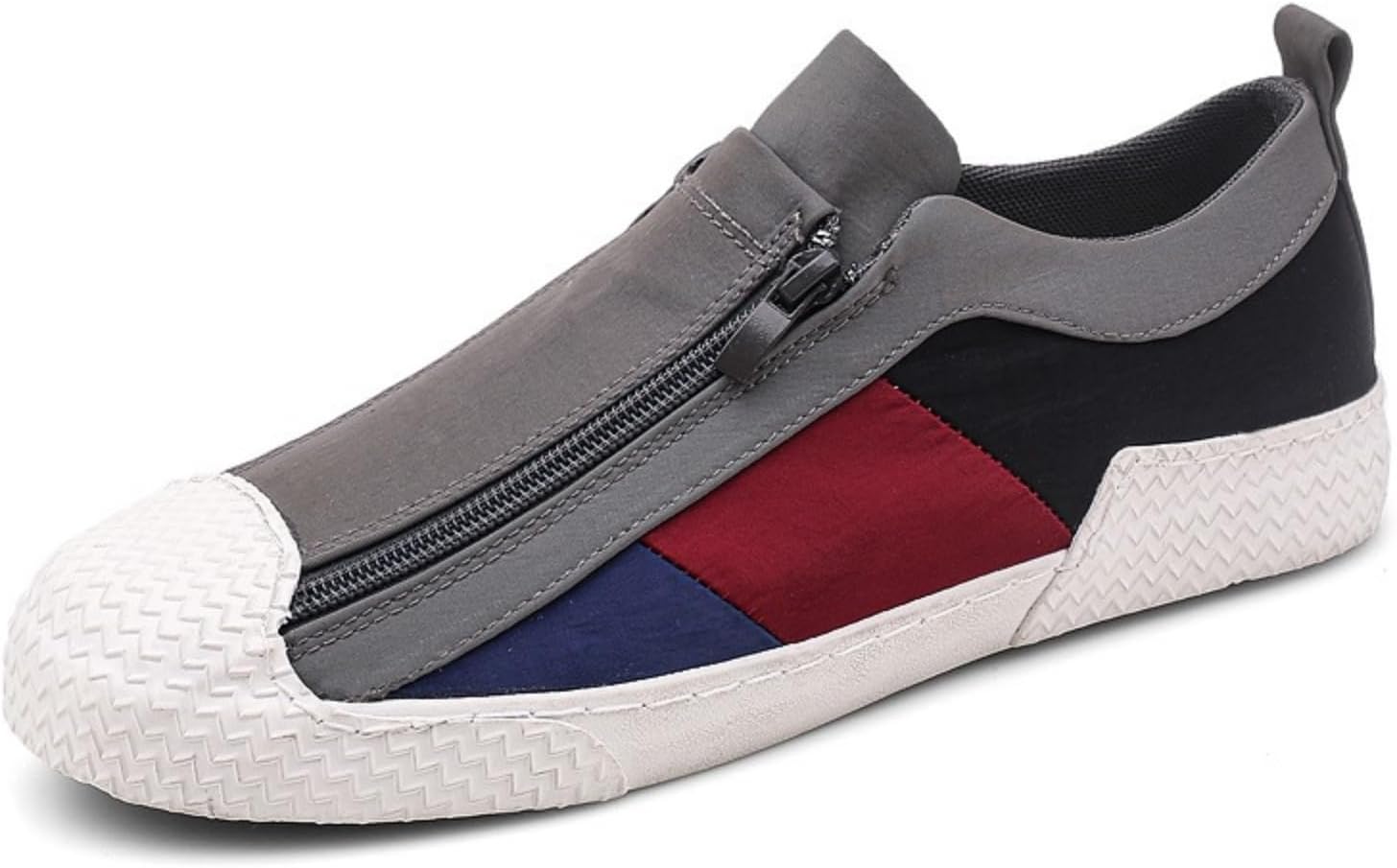 

Мужские слипоны с боковой молнией, цветной дизайном в технике колор-блок, дышащий текстильный верх, структурированный носок и противоскользящая подошва для повседневного комфорта Kelibasi, серый